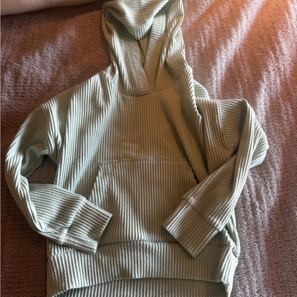 Abercrombie Kids Ribbed Hoodie Sweater - Light Green
